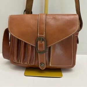 Patricia Nash Brown Leather Crossbody Purse – Vintage Style, Zip Top & Flap